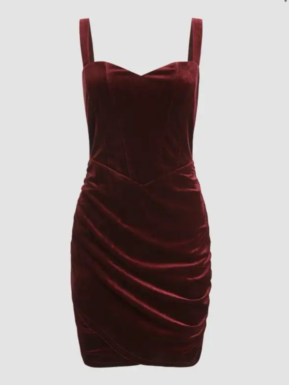 Cider Velvet Corset Cami Mini Dress Burgundy Size Medium